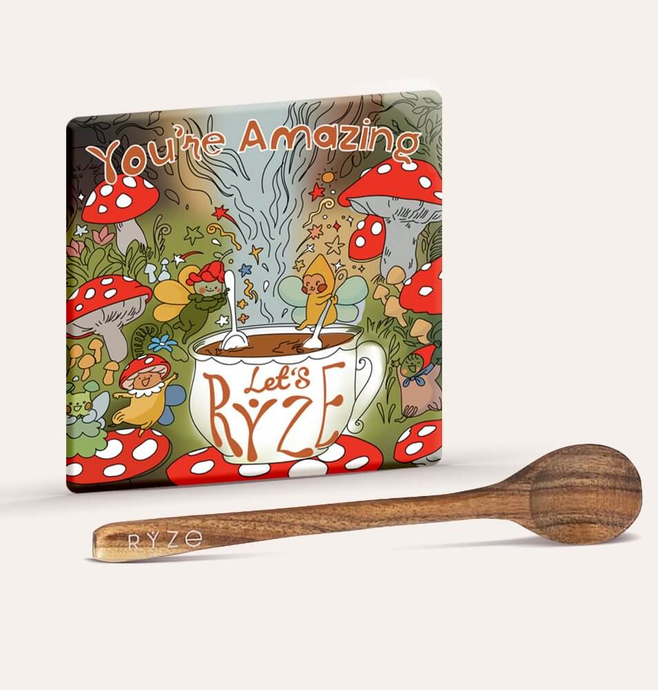 Mushroom Magnet + Acacia Spoon A5